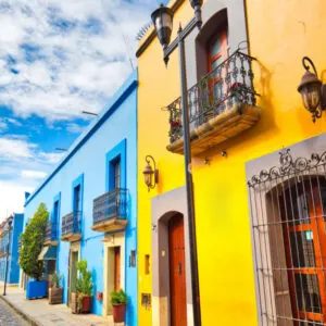 colorful houses in oaxaca mexico