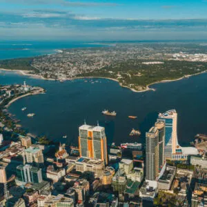 Aerial View Of Dar es Salaam, Largest City In Tanzania, East Africa