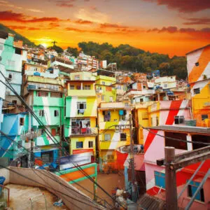 Colorful Favela Or Slums In Rio de Janeiro, Brazil, South America