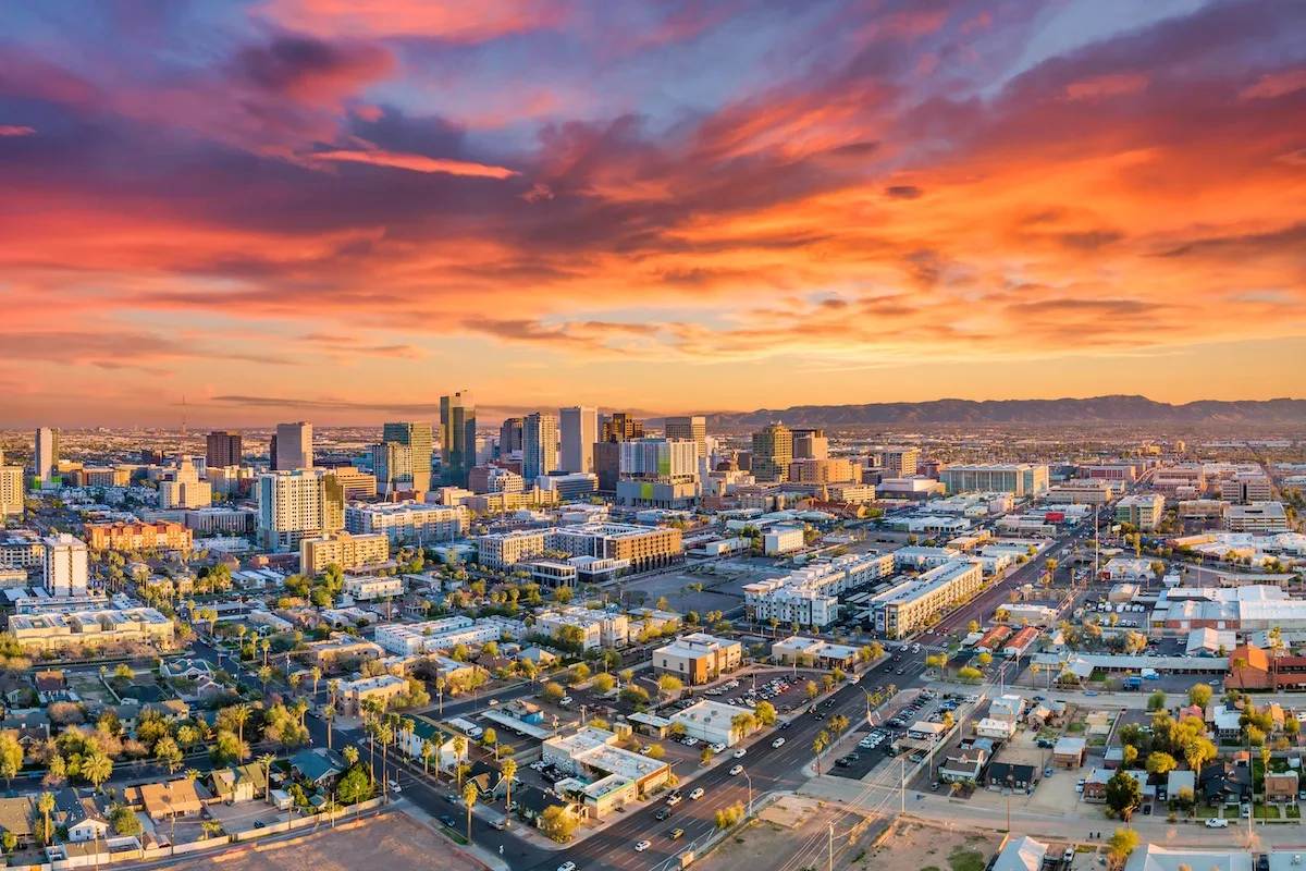 Phoenix Arizona AZ Drone Downtown Skyline Aerial