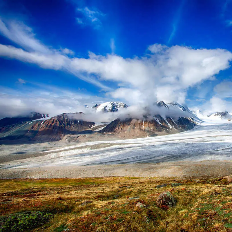 Snowy Peaks In Altai Tavan Bogd National Park In Mongolia, Central Asia