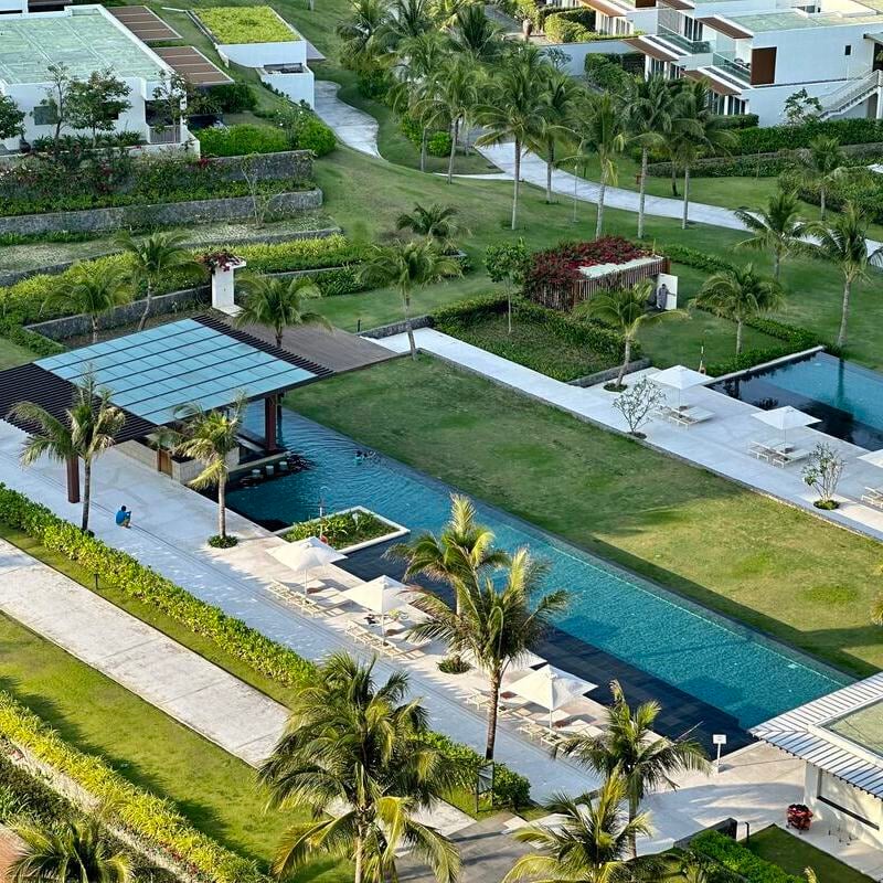 Aerial View Of A Pool In The Alma Cam Ranh, Vietnam, Southeast Asia