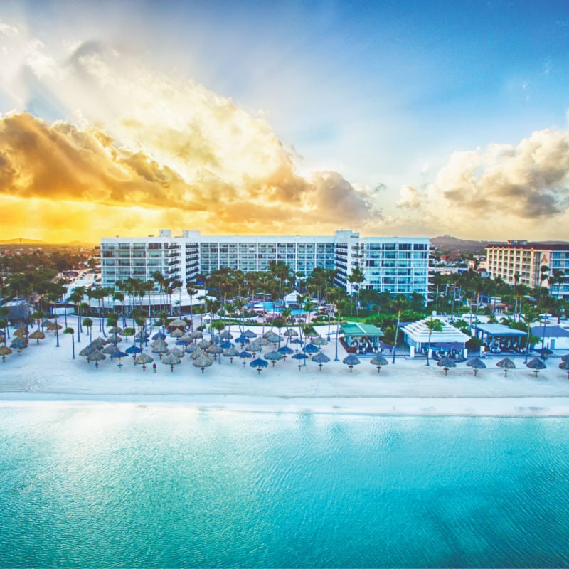 Aerial view of Aruba Marriott resort