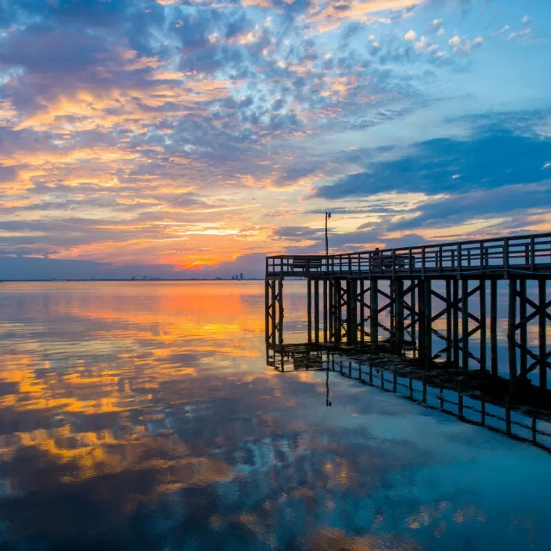Beautiful colorful sunset at Mobile Bay on he Alabama Gulf Coast copy