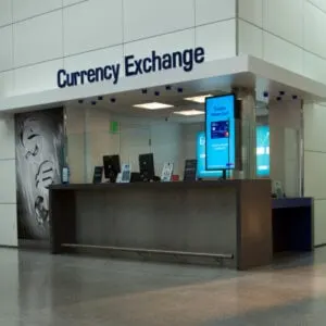 Currency Exchange booth at airport