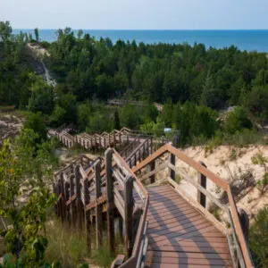 West Beach Dune Succession Trail, Indiana Dunes National Park lake shore in Summer