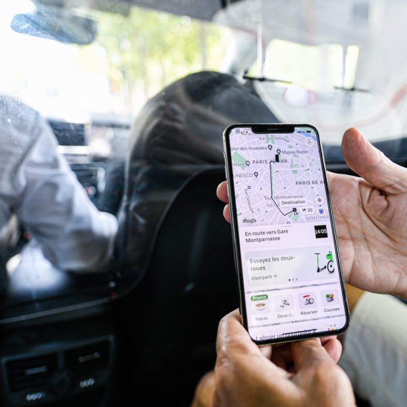 uber map of paris during ride