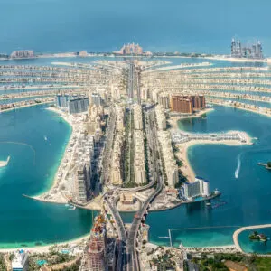 Aerial View Of The Palm Jumeirah Island, Dubai, United Arab Emirates, Middle East
