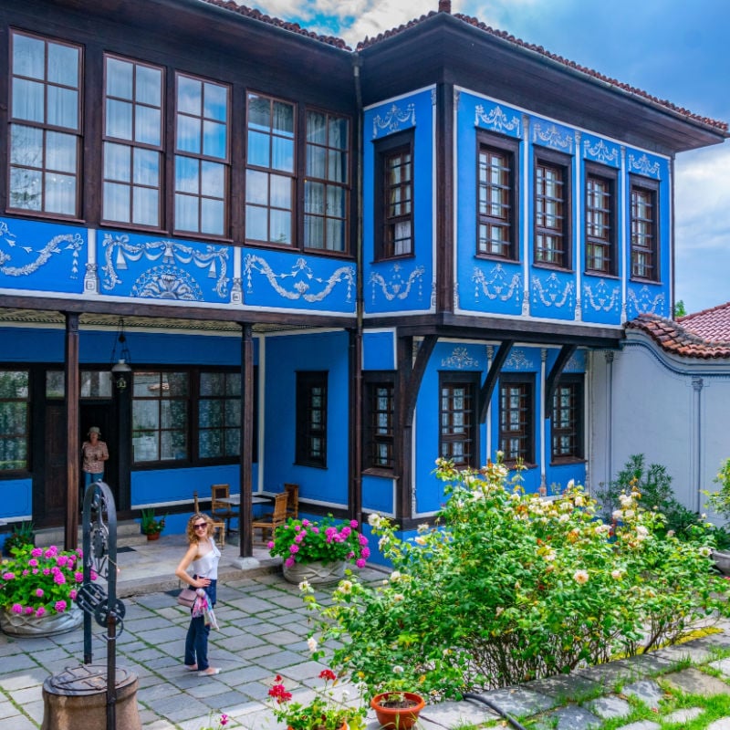 Hindliyan House historic architecture in Plovdiv, Bulgaria old town