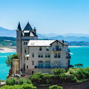 Castle overlooking the sea in Biarritz, France