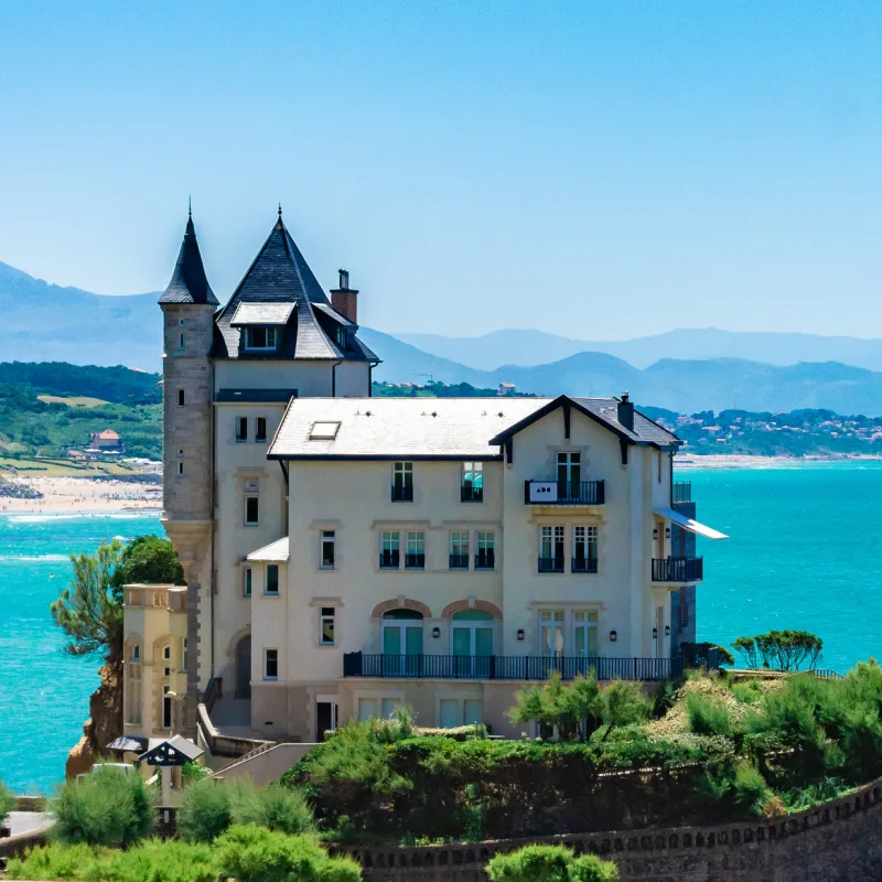 Castle overlooking the sea in Biarritz, France
