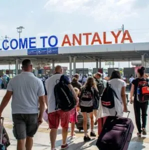 People walking into antalya airport