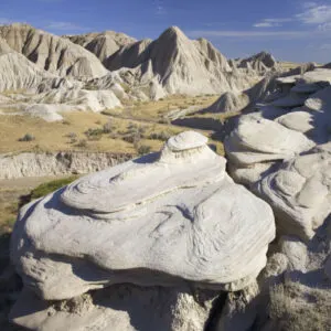 Rock formations in Toadstool Geologic Park, a region of badlands formed on the flank of the Pine Ridge Escarpment near Crawford, NE, the far Northwest of state