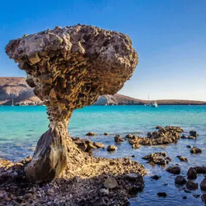 Iconic Rock Formation In Balandra Beach, On The Mexican Pacific Coast Near La Paz, Mexico