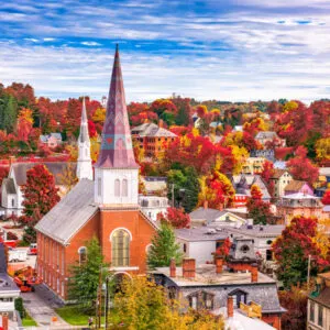 Vermont town in the fall. Montpelier