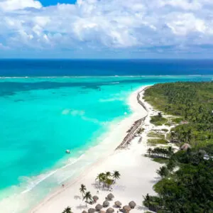 Aerial Drone View Of Maroma Beach Near Playa Del Carmen, Mexican Caribbean, Mexico