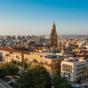 Aerial Shot Of Murcia City, The Capital Of Murcia, Southern Spain, Iberian Peninsula Of Europe