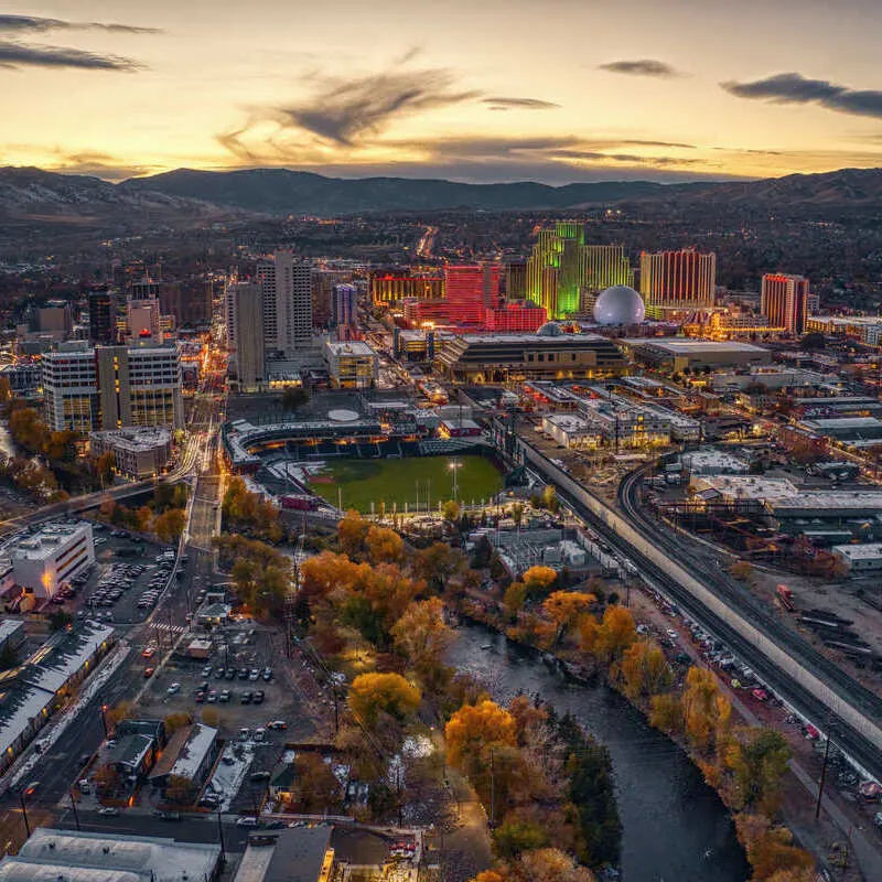 Aerial View Of Reno During The Fall, Nevada, United States