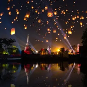 Floating Lanterns in Loy Krathong festival, Thailand