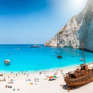 Navagio shipwreck beach on Zakynthos island, Greece