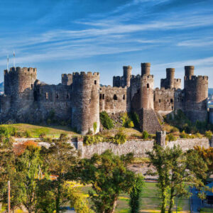 Panoramic View Of Conwy Castle, A Medieval Fortress In Wales, United Kingdom, North Western Europe