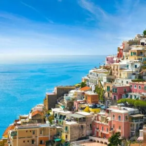 Positano, A Small Amalfi Coast Town On A Hillside Facing The Mediterranean Sea, Italy, Southern Europe