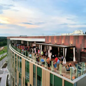 Rooftop view of VASO restaurant on top of AC Hotel Colombus Dublin