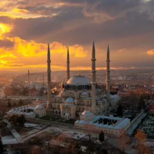 Selimiye Mosque exterior view in Edirne City of Turkey