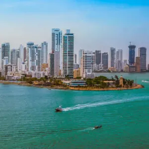 Skyline Of Cartagena, A Caribbean City In Colombia, South America