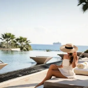 Woman at a luxury hotel