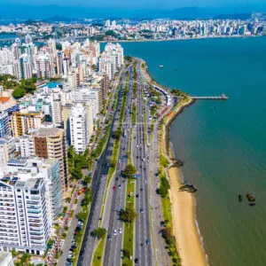 Aerial View Of Florianopolis, Capital Of The Brazilian Southern State Of Santa Catarina, Brazil, South America