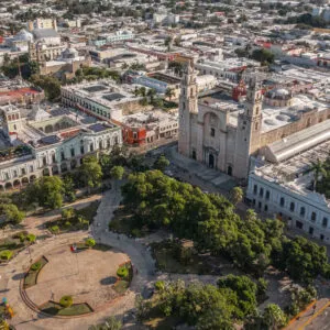 Aerial View Of Plaza Grande, Merida, Yucatan Peninsula, Mexico, Latin America