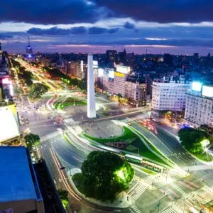 Aerial view of Buenos Aires at night