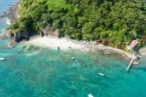 Aerial View Of Rincon de Guayabitos, A Small Traditional Town On The Nayarit Riviera, State Of Nayarit, Mexican Pacific, Near Puerto Vallarta In Mexico