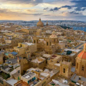 Aerial panorama view of Valletta - capital of Malta.
