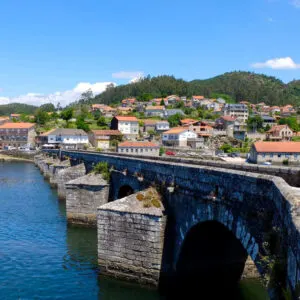 Burgo Bridge In Pontevedra, A Small Medieval Town In Galicia, A Region In Northwestern Spain, Iberian Peninsula Of Southern Europe