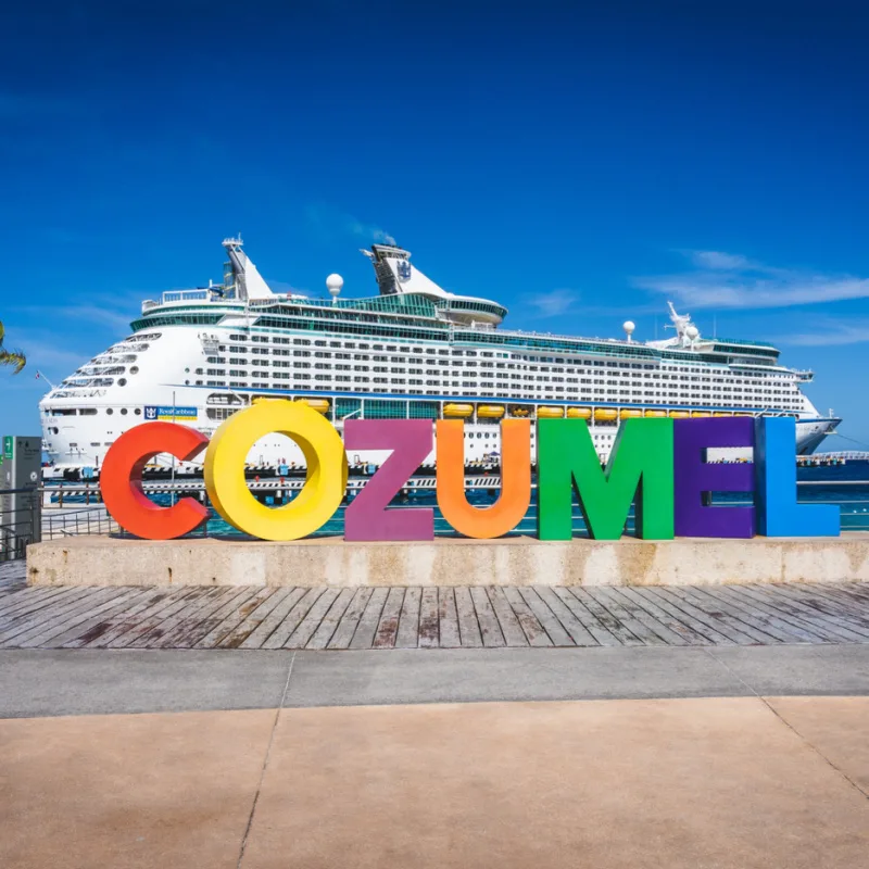 Cozumel Sign At Cruise Port, Mexico, Latin America
