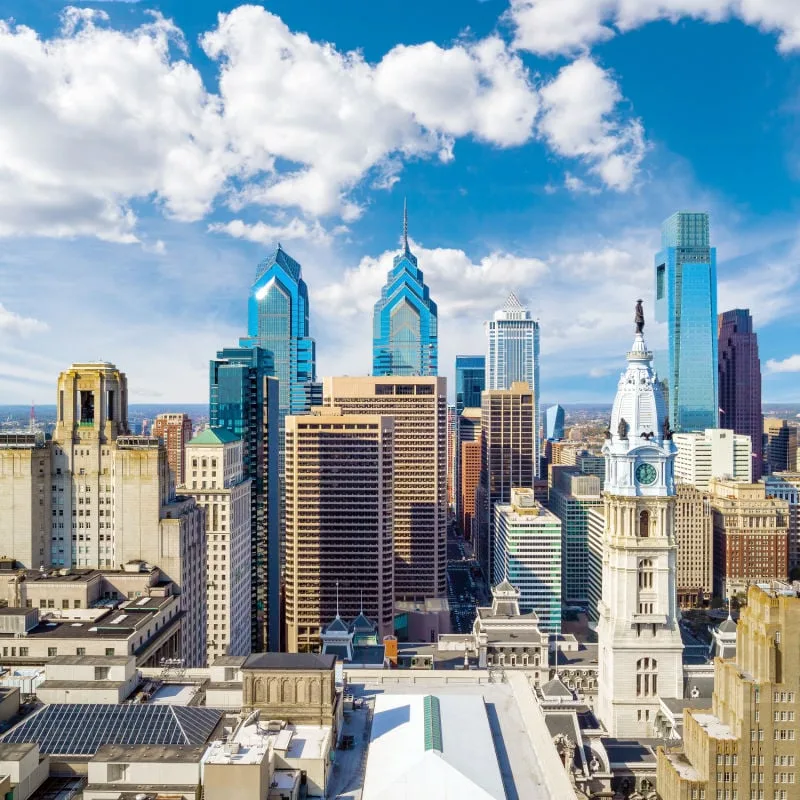 aerial view of downtown Philadelphia