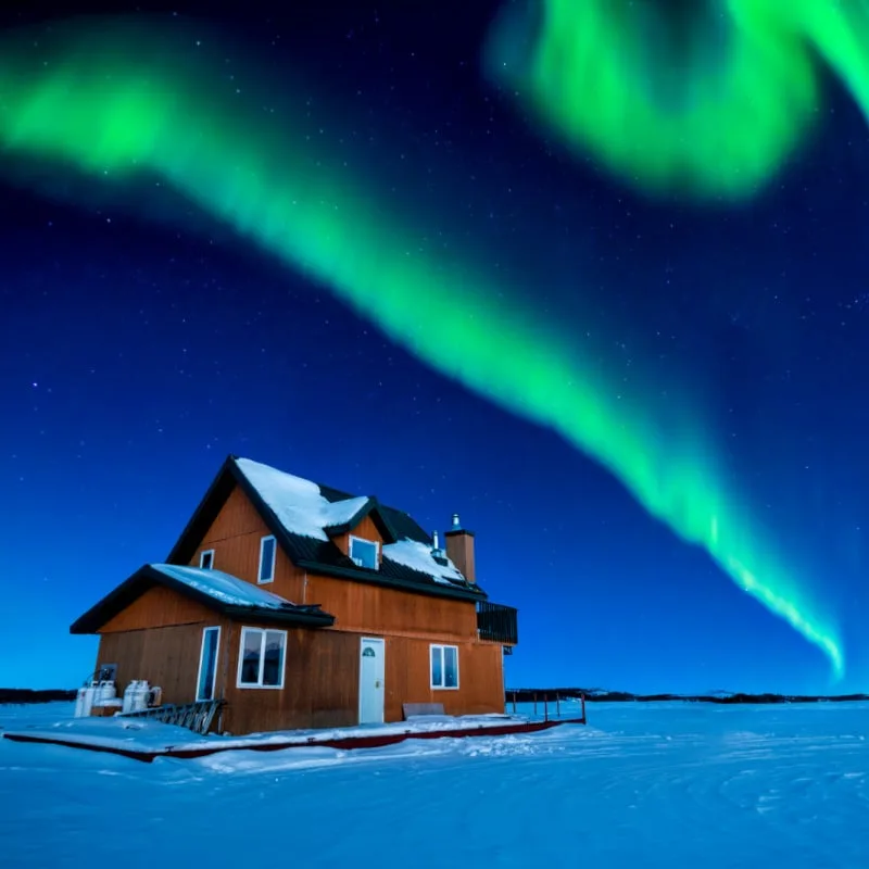 clear sky and Northern Lights in Yellowknife, Canada