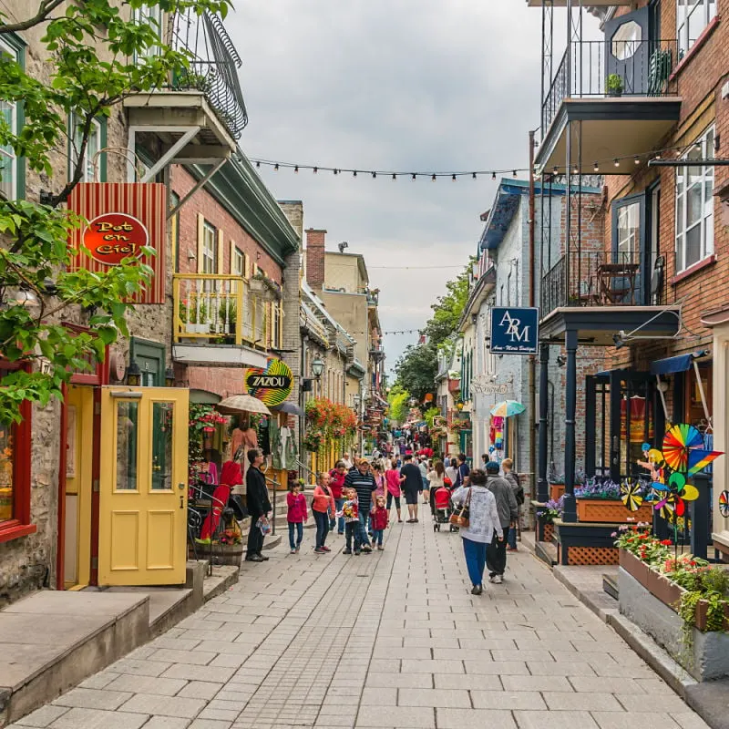 Families walking through Montreal, Canada