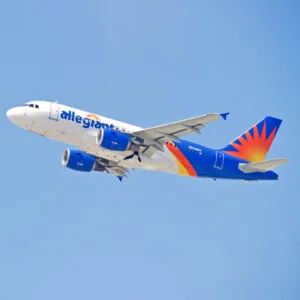 Allegiant Air Airbus A319 aircraft is airborne