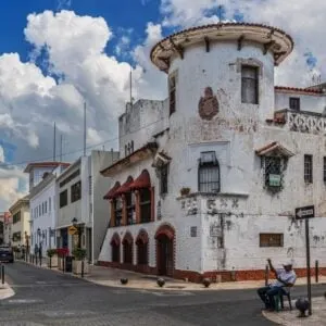 Historical Colonial Street In Santo Domingo, The Dominican Republic, Caribbean Sea