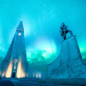 hallgrimskirkja, one of the highest and most famous lutheran church in Reykjavik,Iceland