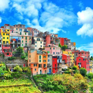 Hilltop Village Of Corniglia, Part Of The Cinque Terre, Ligurian Coast, Italy, Southern Europe