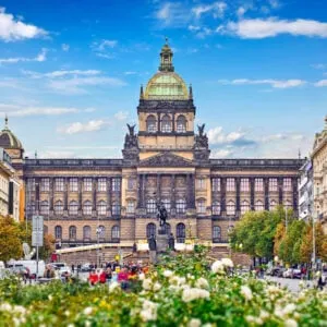 Prague national museum building at Wenceslas Square Czech Republic