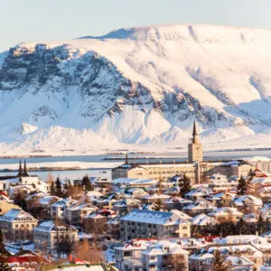 Reyjkavik-Icleand-City-View-With-Snowy-Mountain
