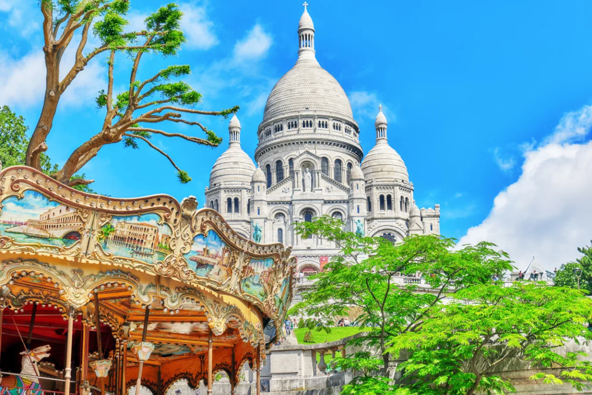 Sacre Coeur Cathedral on Montmartre Hill, Paris. France