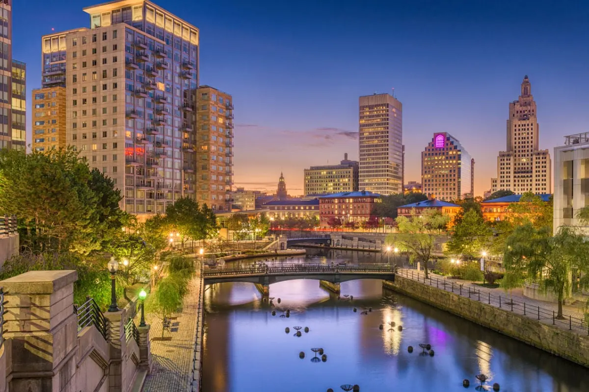 downtown providence at night