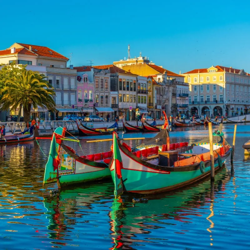 boats on canal in aveiro