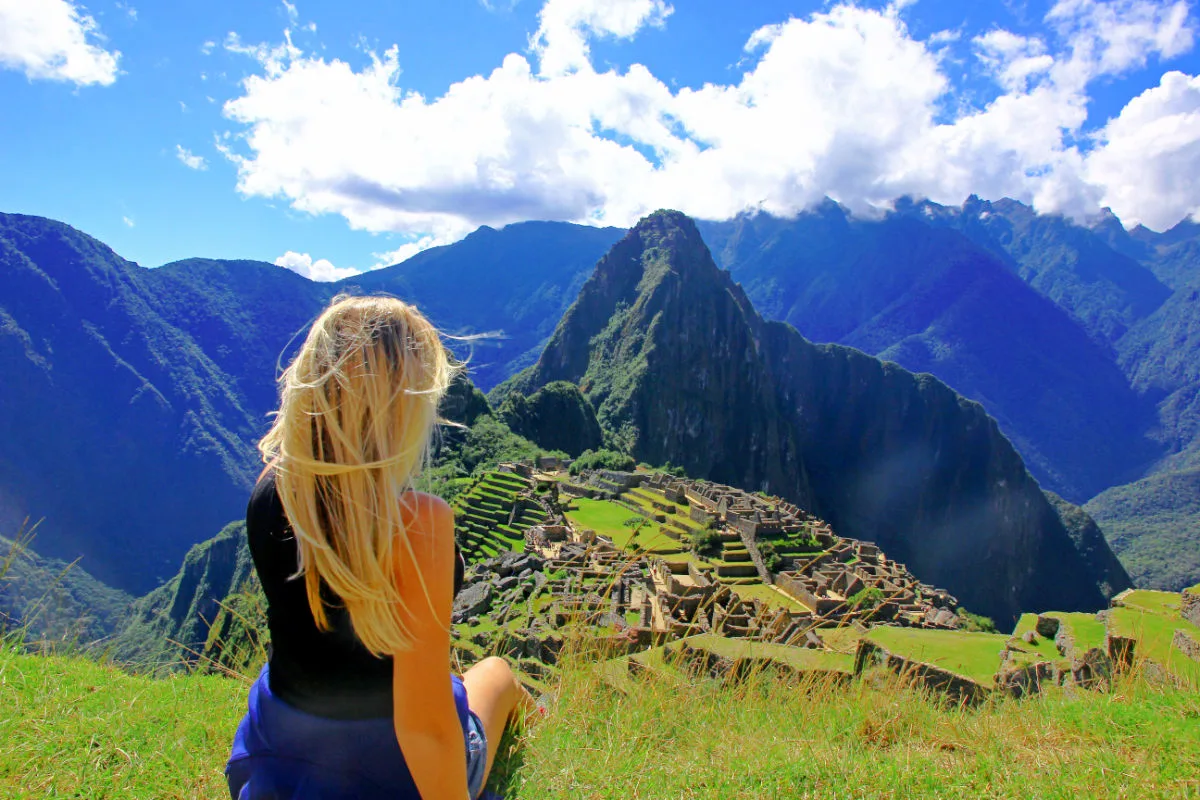 woman overlooking machu picchu
